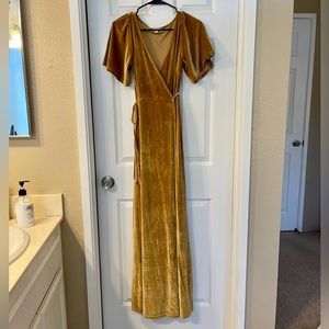 Baltic Born Meghan Velvet Wrap Maxi Dress in Gold